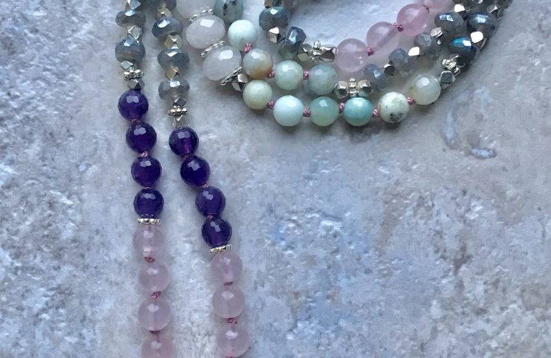 Amethyst, Amazonite & Labradorite Mala