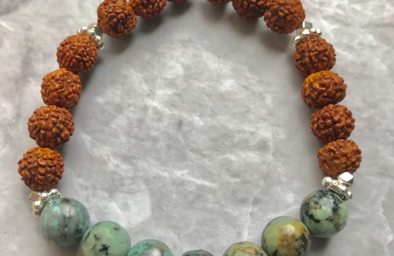 Turquoise & Rudraksha  Bracelet