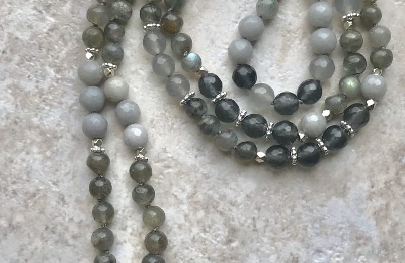 Labradorite & Jade Mala