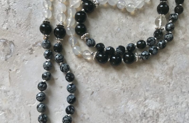 Snowflake Obsidian Mala